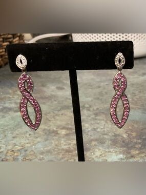 Pink Crystal Infinity Drop Earrings - Women Jewelry